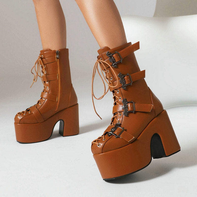 Alt-Girl Bat-Inspired Platform Anime Boots