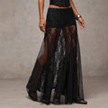 Dark Fairy Lace Low-Rise Maxi Skirt