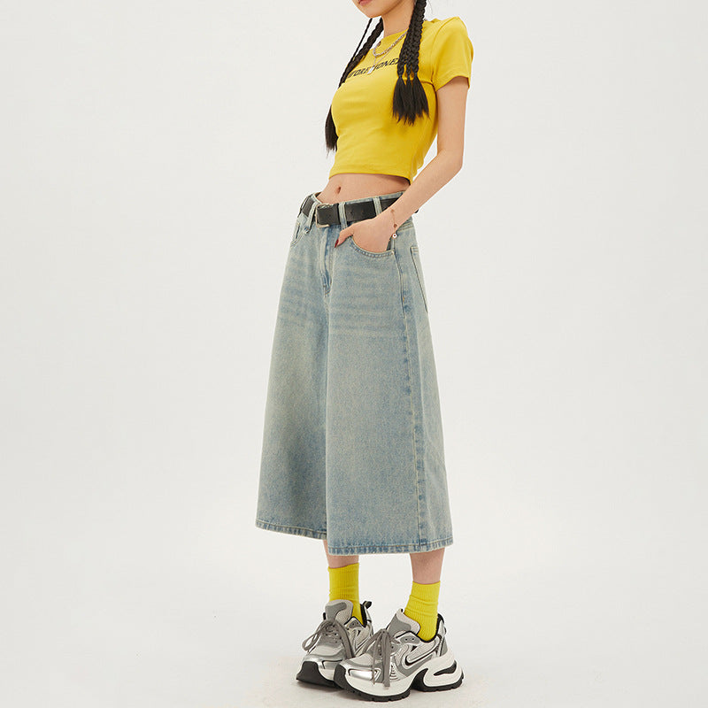 Everyday Retro High-Waist Wide-Leg Crop Pants
