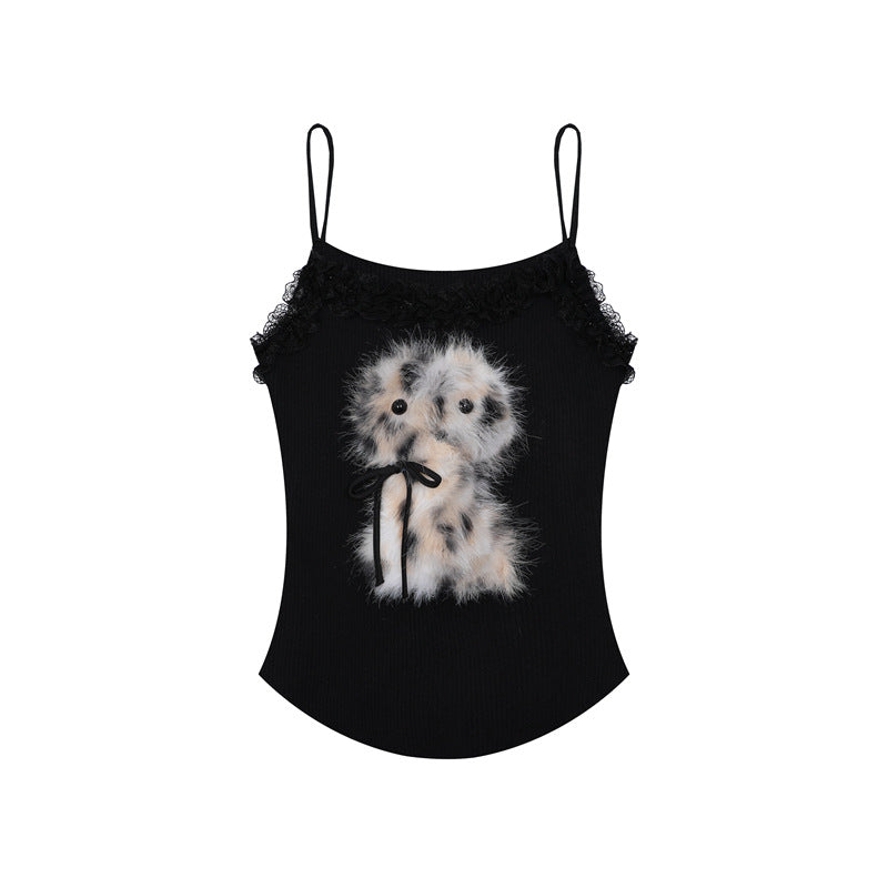 Hot Girl Lace & Faux Fur Cami Top