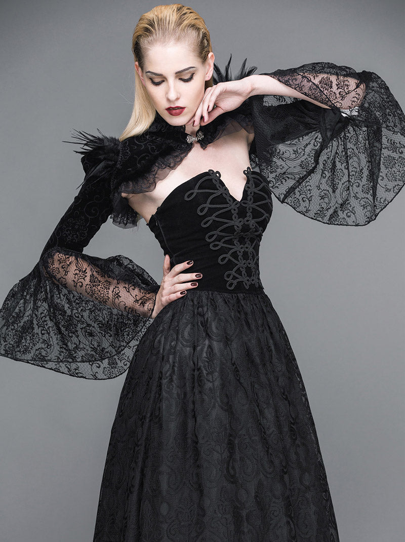 Gothic Steampunk Lotus Sleeve Feather Shawl