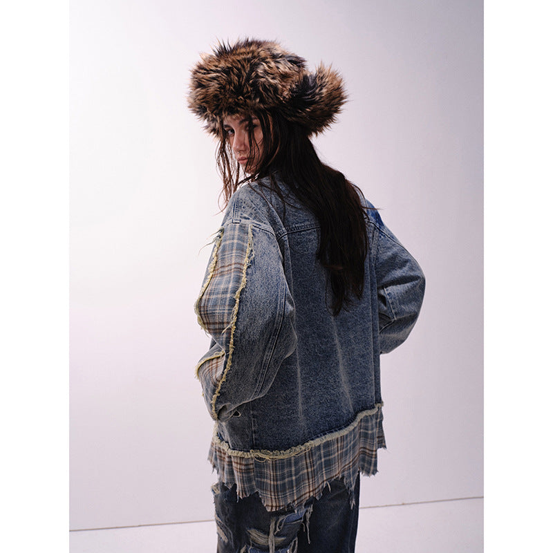 Street Rebel Striped Patch Denim Jacket