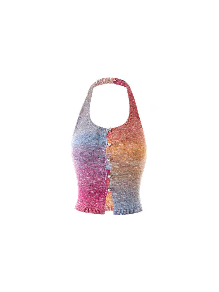 Kawaii Color Pop Matel Silk Halter Top