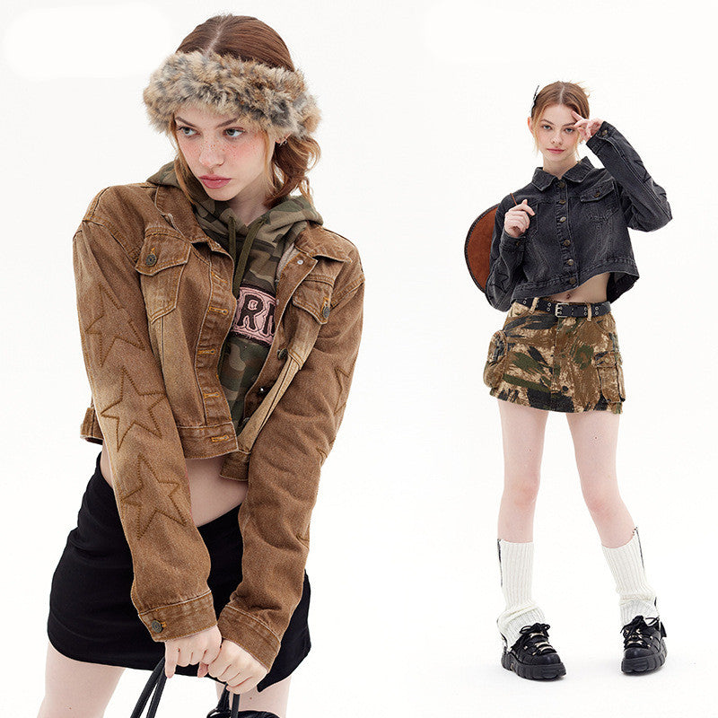 Retro Chic Short Denim Coat