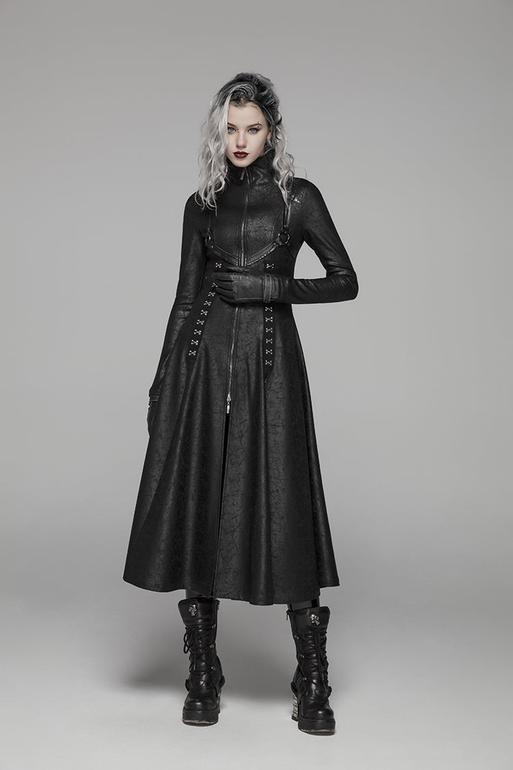 Dystopian Rocker Cracked Leather Jacket