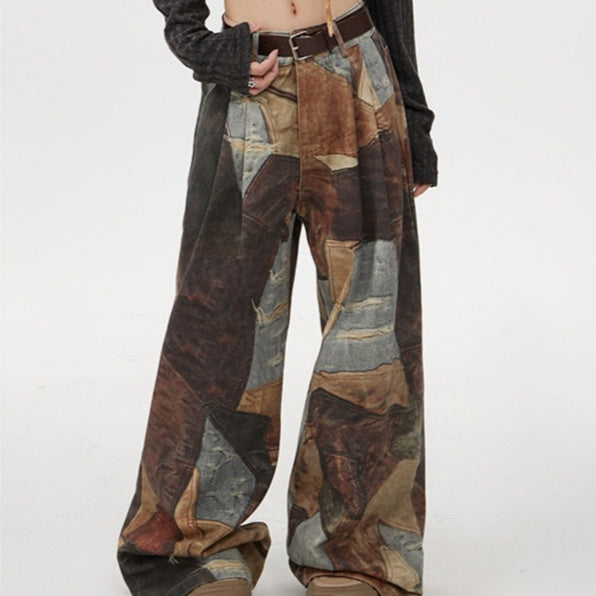 Y2K Vintage Print Wide-Leg Pants