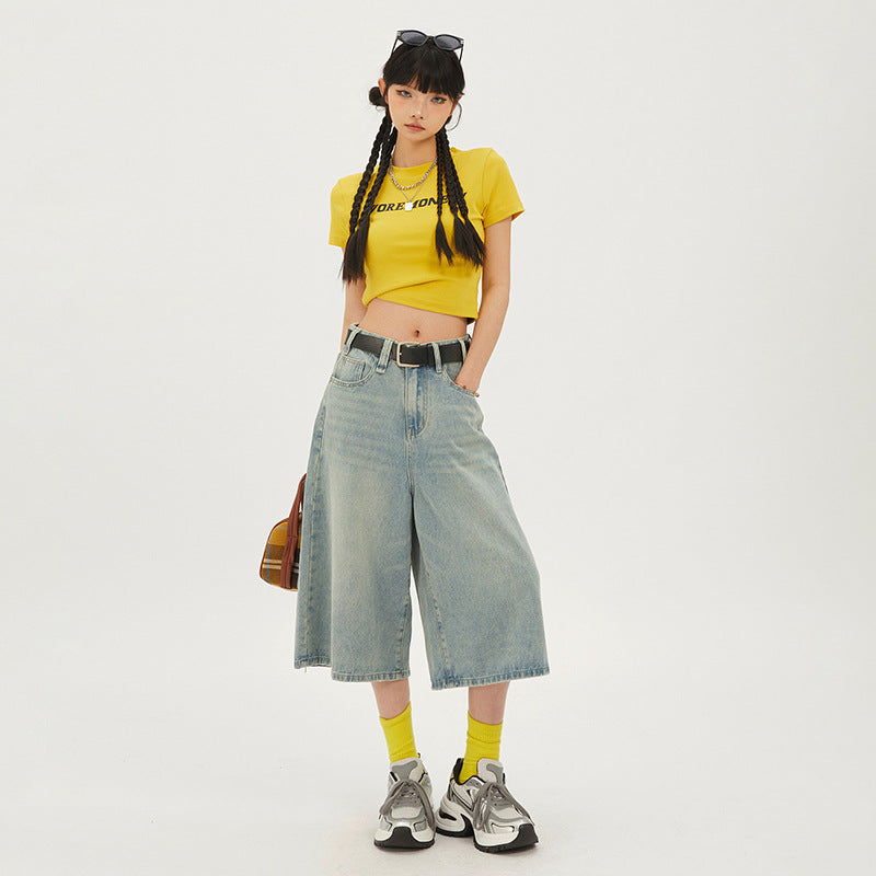 Everyday Retro High-Waist Wide-Leg Crop Pants