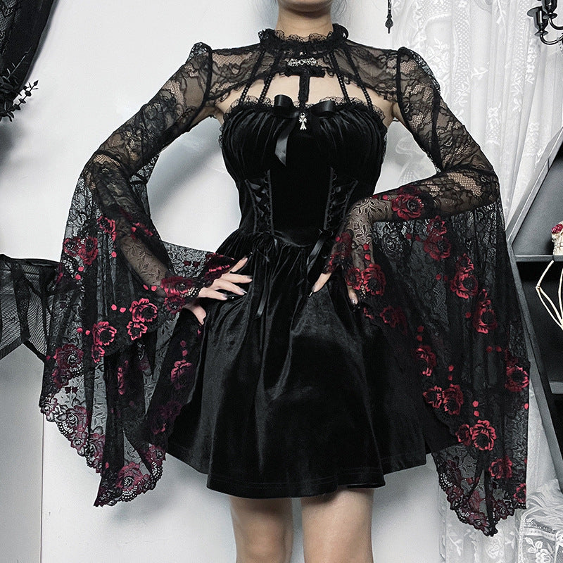 Shadow Bloom Embossed Lace Top