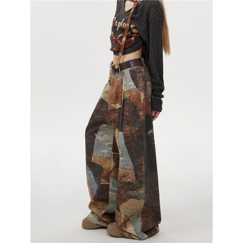 Y2K Vintage Print Wide-Leg Pants