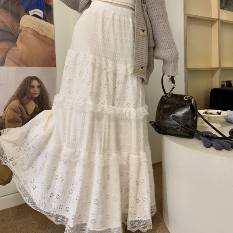 Dark Romance Lace Layered A-Line Maxi Skirt
