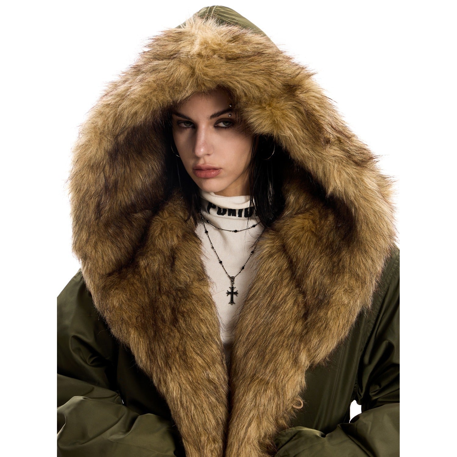Lazy Chic Fur-Trim Hooded Coat