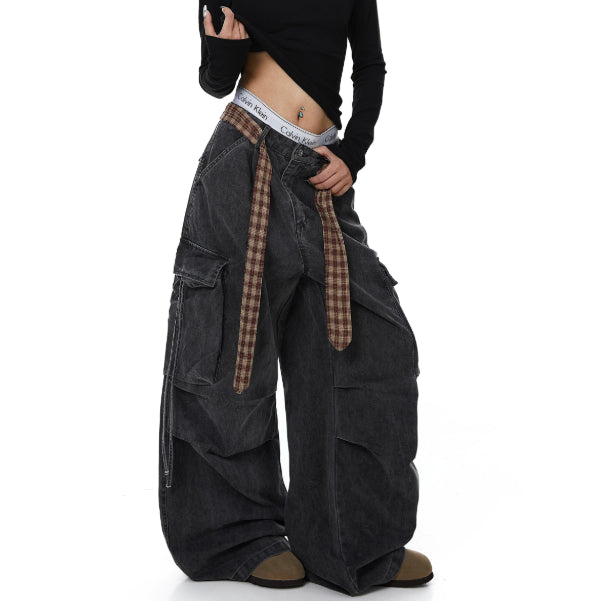 Graveyard Belted Wide-Leg Trousers