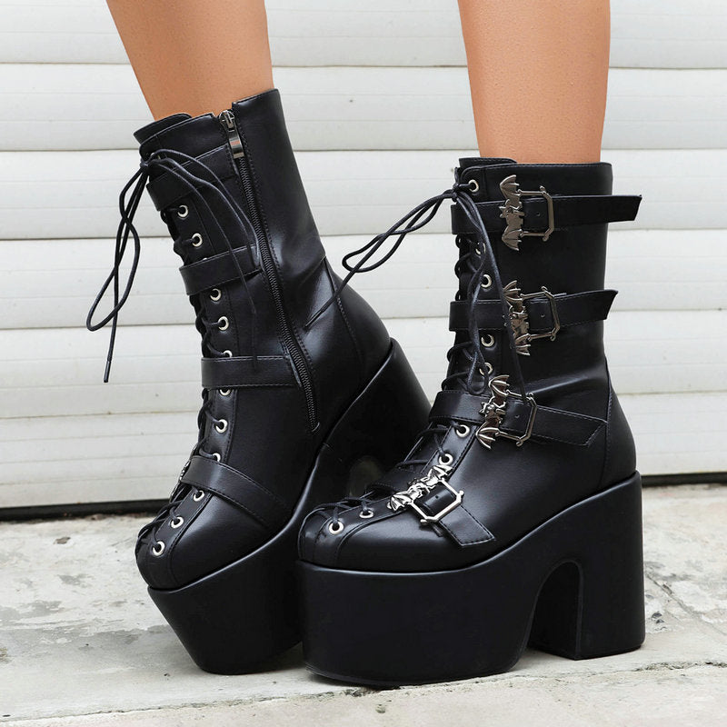 Alt-Girl Bat-Inspired Platform Anime Boots