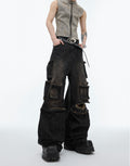 Cyberpunk Utility Distressed Cargo Denim