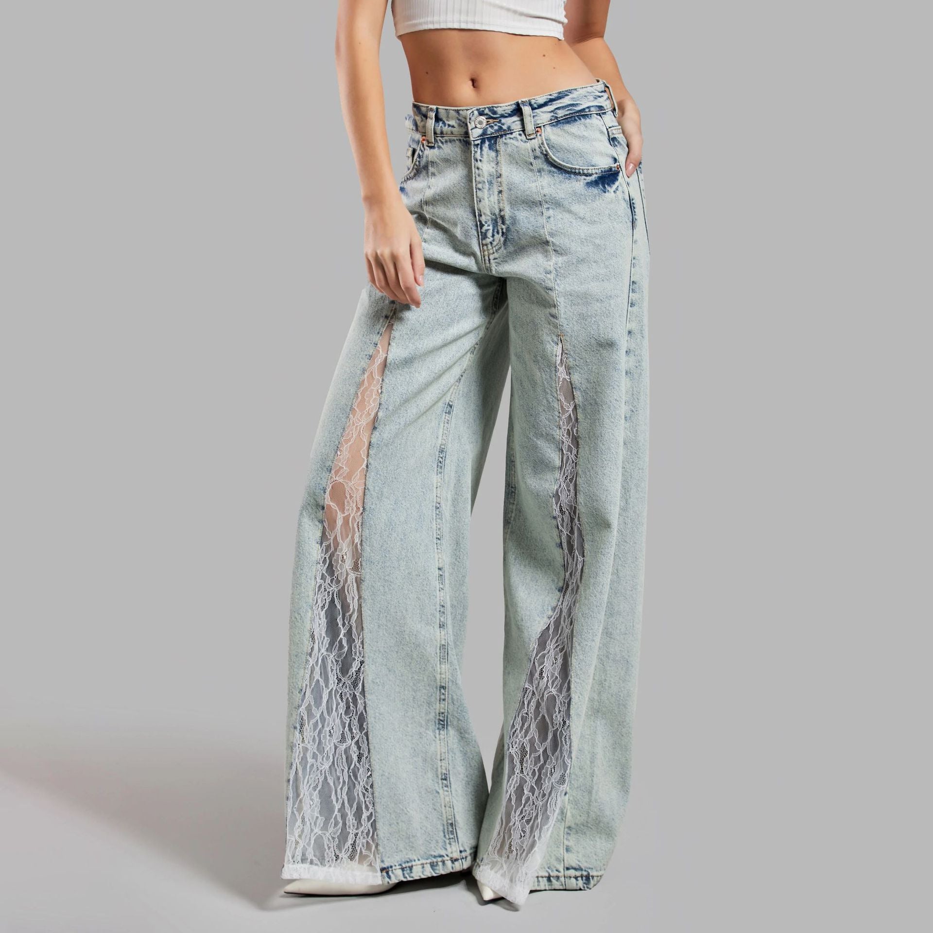 Street Cowgirl Lace-Stitch Jeans