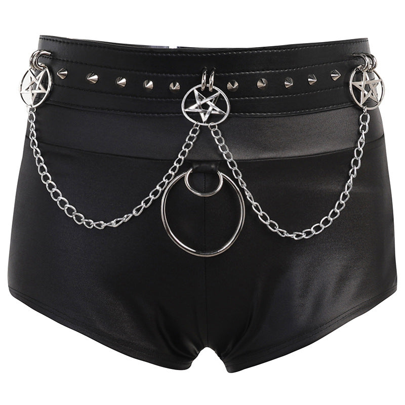 Rebel Goth Skinny PU Shorts