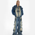 Vintage-Wash Structured Industrial Jeans