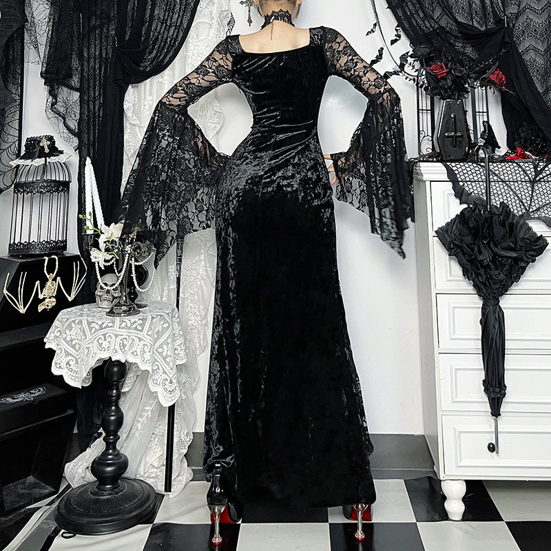 Moon Gothic Chain Long-Sleeve Dress