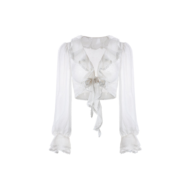 Soft Girl Lightweight Ruffle Cotton Gauze Top