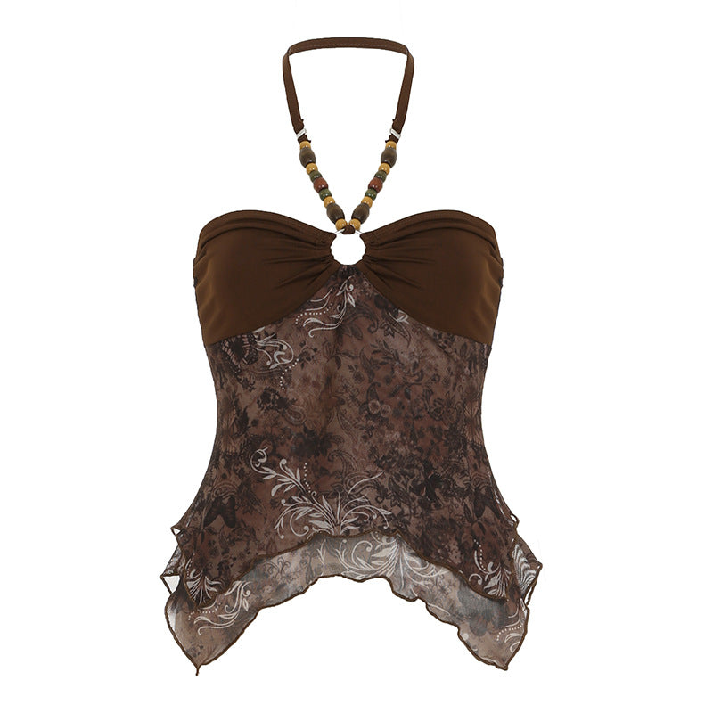 Siren Beaded Mesh Halter Top
