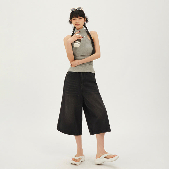 Everyday Retro High-Waist Wide-Leg Crop Pants