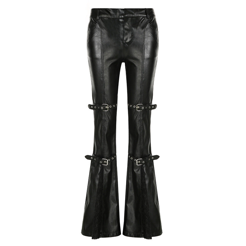 Leather & Lace Flared Statement Pants