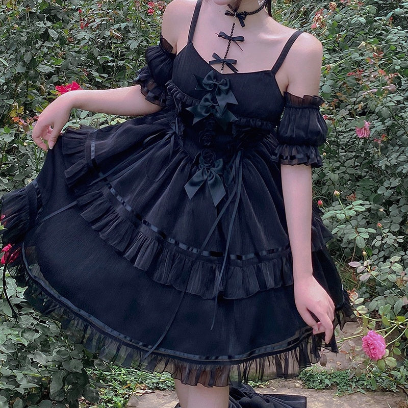 Dark Sweetheart Harajuku Cosplay Spliced Mini Dress