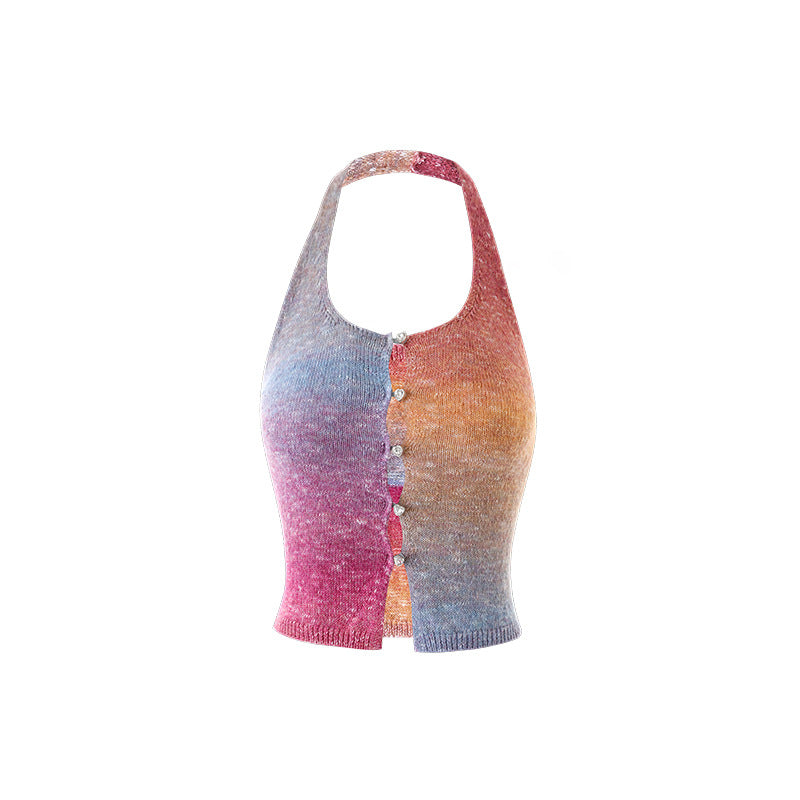 Kawaii Color Pop Matel Silk Halter Top