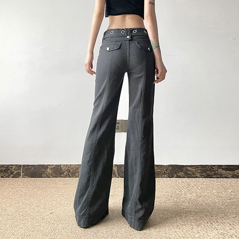 Throwback Trouble Belted Flare Pants