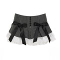 Spicy Girl Lace-Striped Waist-Snatching Pleated Mini Skirt