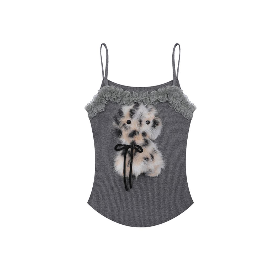 Hot Girl Lace & Faux Fur Cami Top