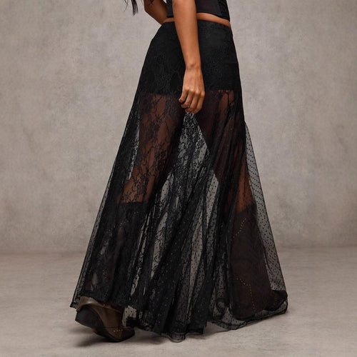 Dark Fairy Lace Low-Rise Maxi Skirt