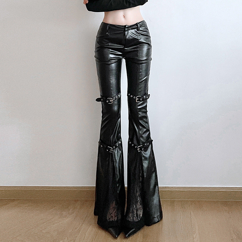 Leather & Lace Flared Statement Pants