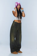 Distressed Scimitar Retro Washed Jeans