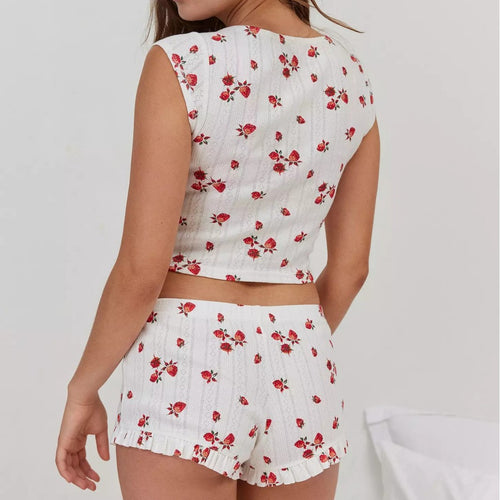Babydoll Strawberry Knit Two-Piece Set
