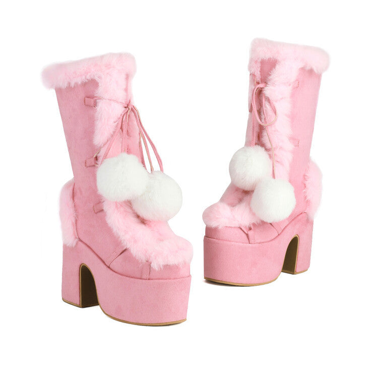 Tokyo Gyaru Furry Mid-Cut Boots