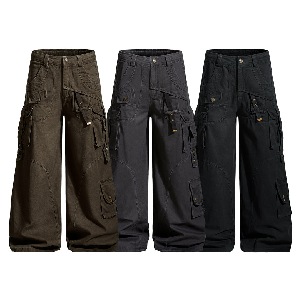 Industrial Utility Wide-Leg Cargo Pants