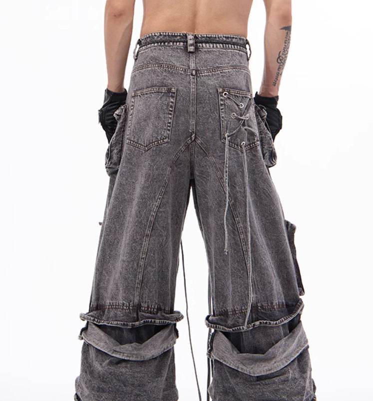 Steampunk Distressed Rope-Stitch Rebel Pants