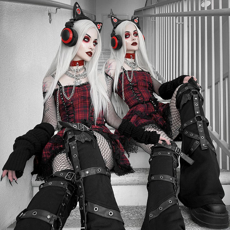 Alt-Girl Millennium Plaid Suspender Dress