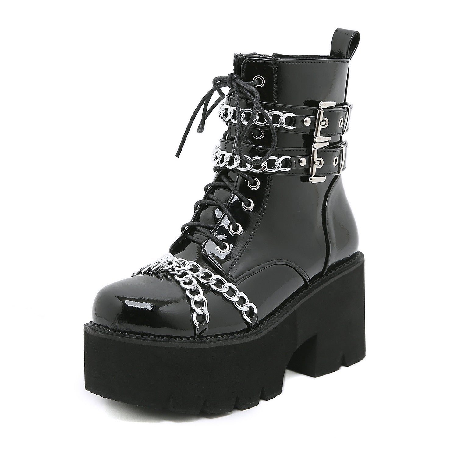 Industrial Chain Platform Combat Boots