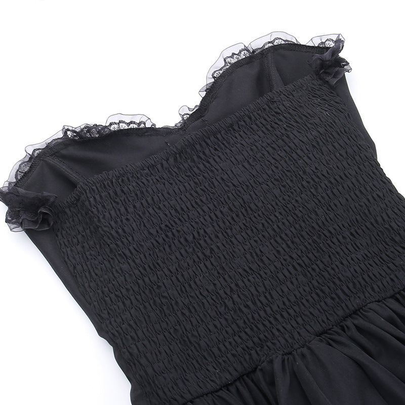 Dark Elegance Strapless Gothic High-Low Hem Skirt