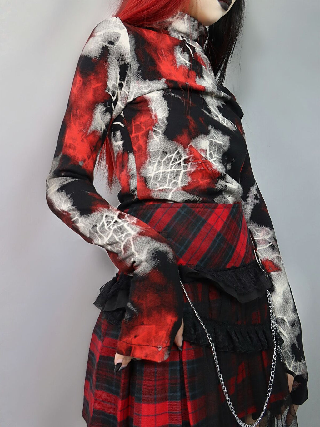 Shadow Cobweb Glove-Sleeve Gothic Top