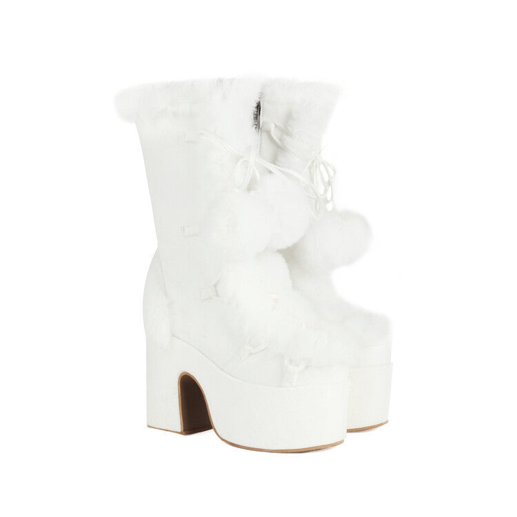 Tokyo Gyaru Furry Mid-Cut Boots