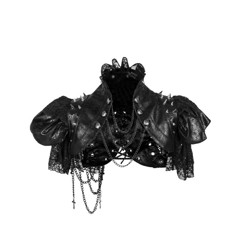 Regency Lace & Rivet Leather Shawl