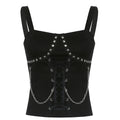 Metal Rivet Corset-Style Strap Top