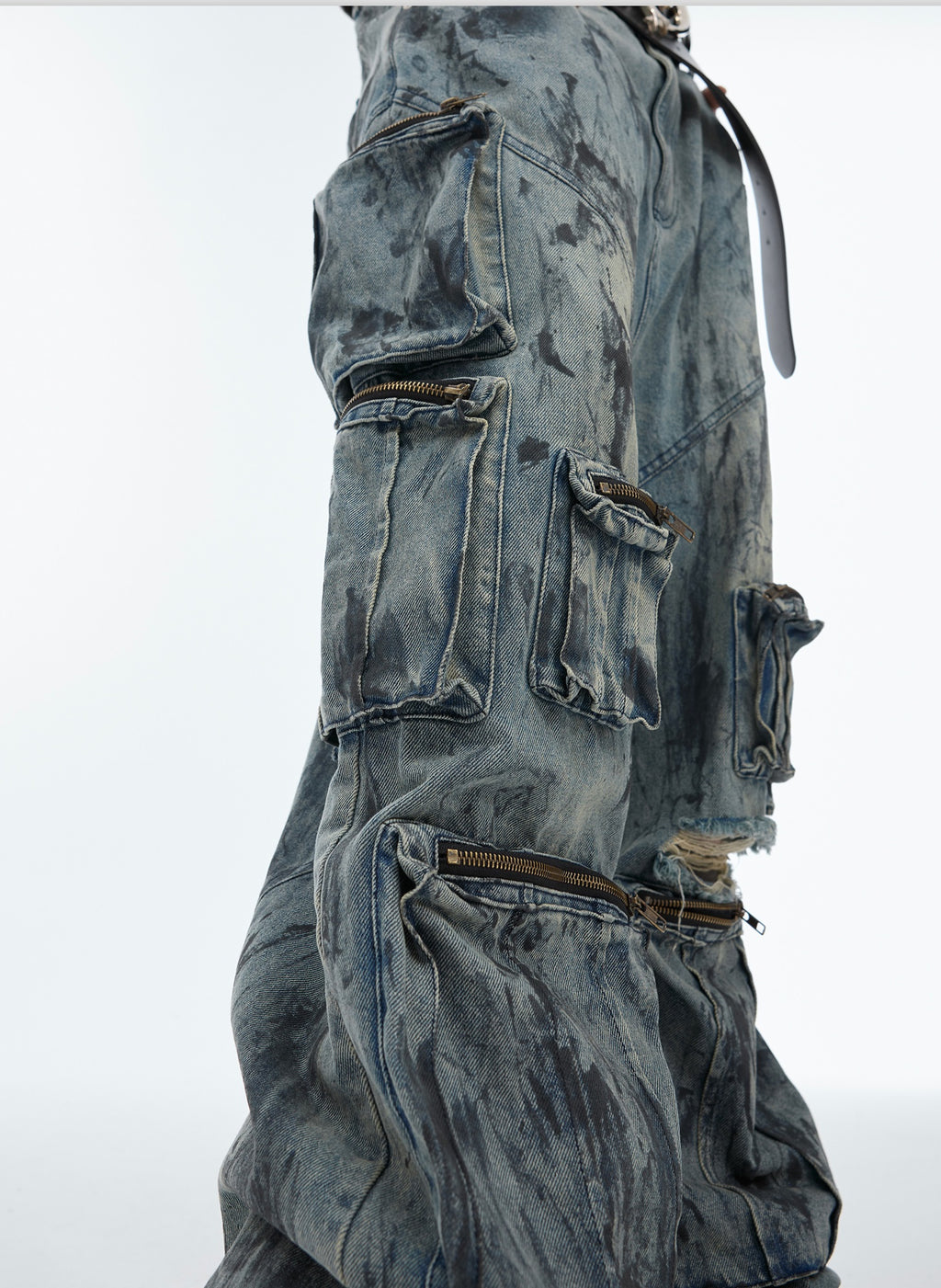 Cyberpunk Utility Distressed Cargo Denim