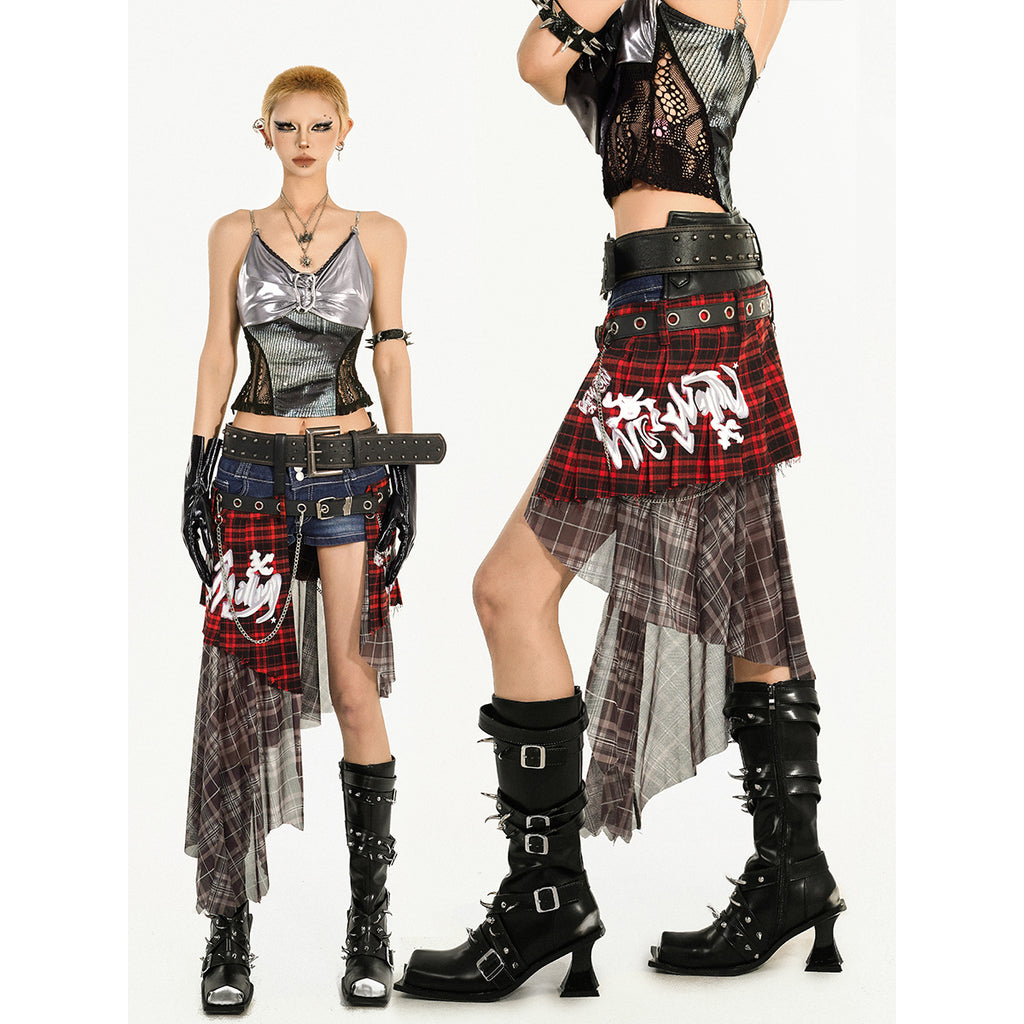 Riot Doll Plaid Girdle Skirt
