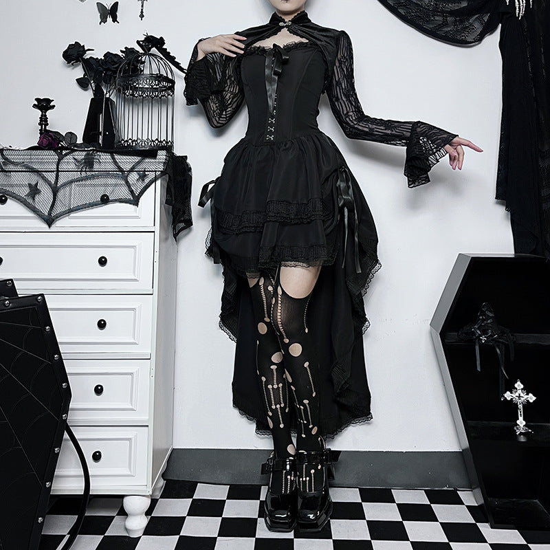 Dark Elegance Strapless Gothic High-Low Hem Skirt