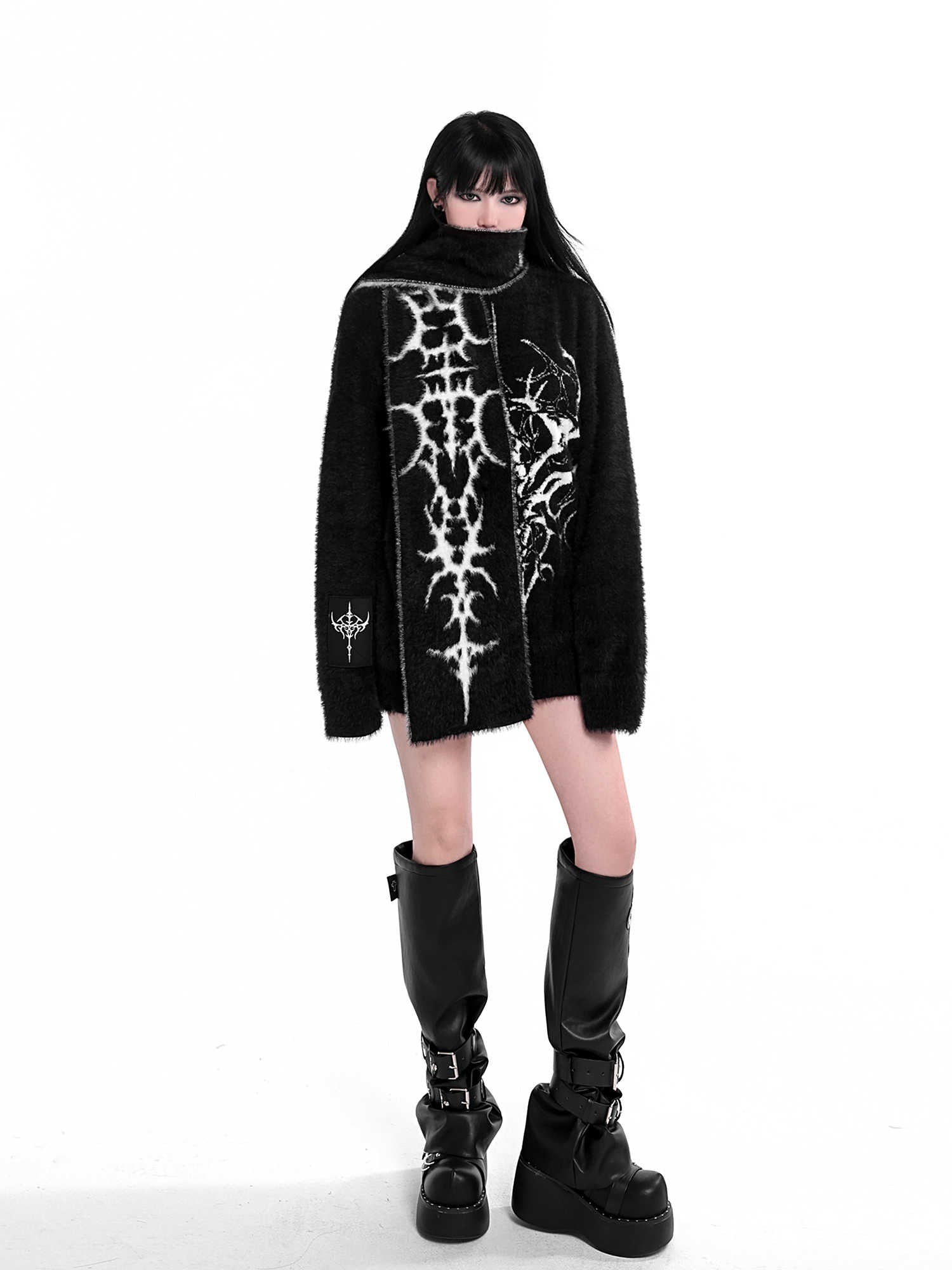 Spellbound Gothic Faux Mink Double-Sided Scarf
