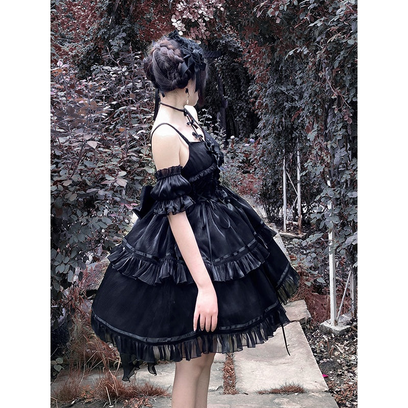 Dark Sweetheart Harajuku Cosplay Spliced Mini Dress